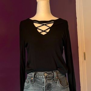 Black V Cut Sweater-Shirt